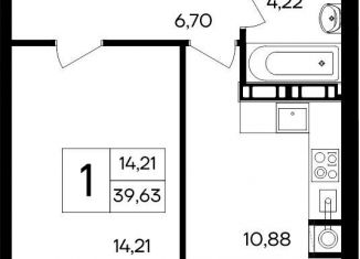 Однокомнатная квартира на продажу, 39.6 м2, посёлок городского типа Гвардейское