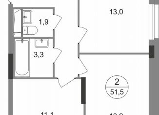 Продаю 2-комнатную квартиру, 51.5 м2, Московский, ЖК Первый Московский