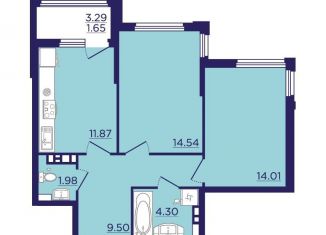 Продается 2-ком. квартира, 58.1 м2, Воронеж