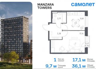 Продам 1-ком. квартиру, 36.1 м2, Казань, улица Сибирский Тракт, 34к9