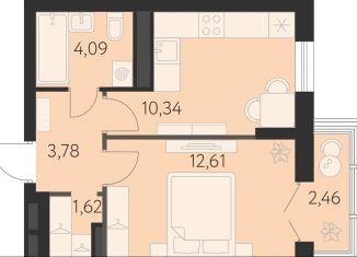 Однокомнатная квартира на продажу, 33.5 м2, Екатеринбург, метро Чкаловская, улица Академика Ландау, 43