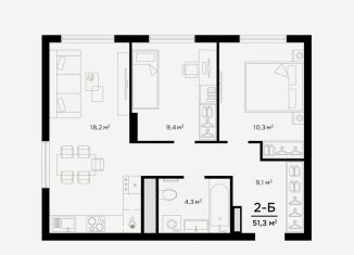 Продаю двухкомнатную квартиру, 51.2 м2, Астрахань, 3-я Зеленгинская улица, 11/5