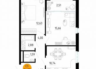 Продаю 2-комнатную квартиру, 55 м2, Рязань