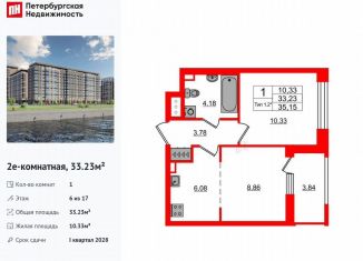 Продам однокомнатную квартиру, 33.2 м2, Санкт-Петербург