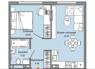 1-комнатная квартира на продажу, 36 м2, Ульяновская область, жилой комплекс Город Новаторов, 1