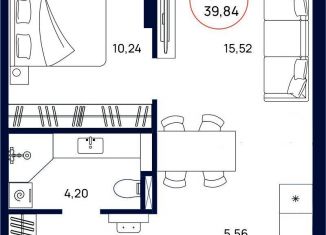 Продам 1-комнатную квартиру, 39.8 м2, Тюмень, Западносибирская улица, 17, Ленинский округ