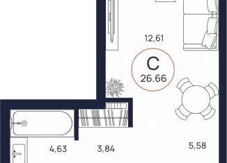 Продам квартиру студию, 26.7 м2, Тюмень, Ленинский округ, улица Владислава Крапивина, 9