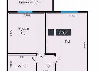 Продается однокомнатная квартира, 35.3 м2, Ставрополь, улица Южный Обход, 53В