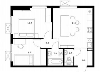 Продажа 2-ком. квартиры, 50.6 м2, Щербинка, улица Мостотреста