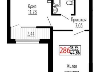 Продам однокомнатную квартиру, 44.9 м2, Екатеринбург, Чкаловский район, улица Лыжников, 3