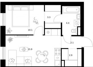 Продам 1-комнатную квартиру, 38.7 м2, Москва, район Москворечье-Сабурово, жилой комплекс Москворечье, 1.3