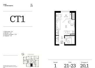 Продаю квартиру студию, 20.1 м2, Астрахань, Кировский район, Туркестанская улица