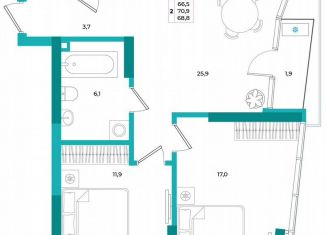 2-ком. квартира на продажу, 68.8 м2, Симферополь, улица Воровского, 32