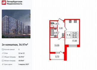 Продаю 1-ком. квартиру, 37 м2, Санкт-Петербург, муниципальный округ Коломяги