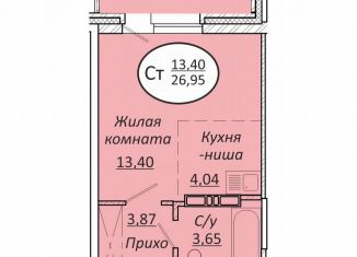 Продаю квартиру студию, 27 м2, Новосибирск, Октябрьский район