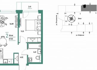 Продается 2-комнатная квартира, 39.4 м2, Екатеринбург, метро Уралмаш, Шефская улица, 28