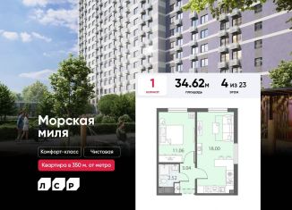 Продам 1-ком. квартиру, 34.6 м2, Санкт-Петербург, Красносельский район