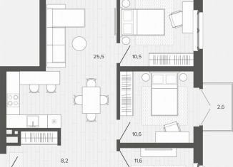 Продаю трехкомнатную квартиру, 78.7 м2, Барнаул, Центральный район, Змеиногорский тракт, 35Бк2