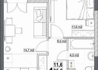 Продам 1-ком. квартиру, 38.6 м2, Нижний Новгород