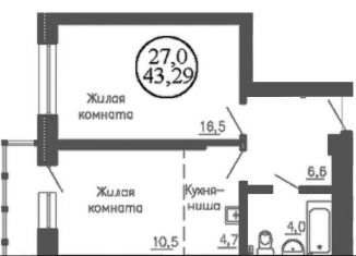 Продажа 2-ком. квартиры, 43.3 м2, Новосибирск, Дзержинский район