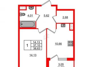 Продаю 1-ком. квартиру, 38.6 м2, Санкт-Петербург, набережная реки Смоленки, 8/86, муниципальный округ Васильевский