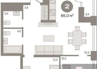 Продаю 2-ком. квартиру, 66 м2, Новосибирск, метро Гагаринская