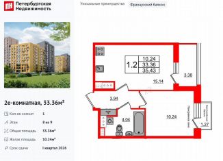 Продам 1-ком. квартиру, 33.4 м2, Санкт-Петербург, метро Озерки