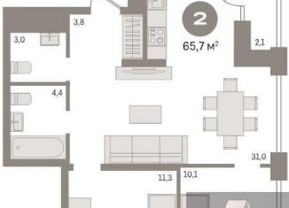 Продам 2-комнатную квартиру, 65.7 м2, Новосибирск, метро Гагаринская