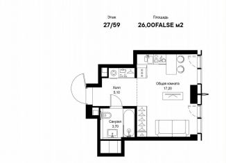 Продам 1-ком. квартиру, 26 м2, Москва, метро Тушинская, квартал Клифф 5, 1