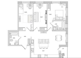 Продаю 3-комнатную квартиру, 95.1 м2, Санкт-Петербург, Белоостровская улица, 10к1, метро Чёрная речка