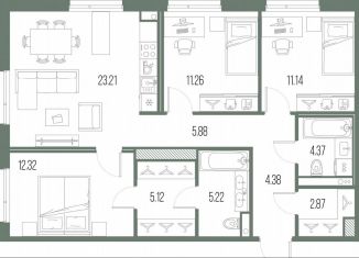 3-ком. квартира на продажу, 85.9 м2, Санкт-Петербург, метро Василеостровская