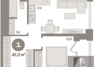 Продаю 1-комнатную квартиру, 44.9 м2, Новосибирск, метро Маршала Покрышкина