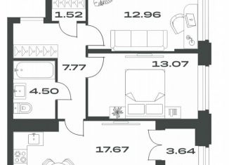 Продается 2-ком. квартира, 61.1 м2, Тула