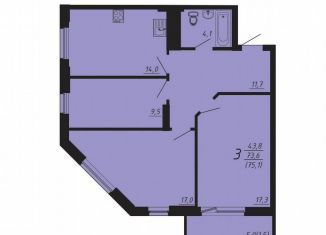 Продажа 3-ком. квартиры, 75.1 м2, Челябинская область, улица Университетская Набережная, 49