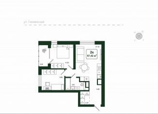 Продам 2-комнатную квартиру, 57.4 м2, деревня Дударева, улица Сергея Джанбровского, 25