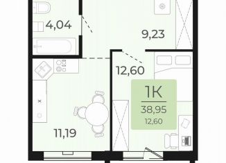 Продаю 1-комнатную квартиру, 39 м2, Обь, улица Калинина, 1