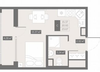 Квартира на продажу студия, 23.1 м2, посёлок Шушары