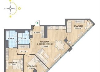 Четырехкомнатная квартира на продажу, 107.7 м2, поселок Маршала Жукова