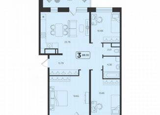 Продается трехкомнатная квартира, 88.1 м2, Тюмень, ЖК Горизонт