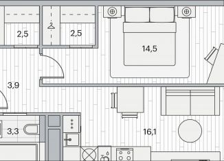 Продам однокомнатную квартиру, 43.4 м2, Москва, Береговой проезд, 2, ЖК Береговой-2