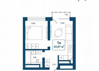 Продам 1-ком. квартиру, 33.1 м2, деревня Дударева, улица Сергея Джанбровского, 25