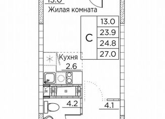 Продается квартира студия, 27 м2, Владивосток, улица Расула Гамзатова, 7к2
