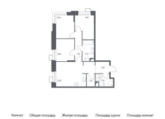 Продается 3-ком. квартира, 72.4 м2, поселение Мосрентген, многофункциональный комплекс Тропарево Парк, к2.4