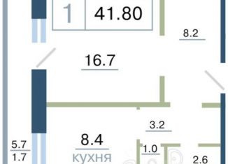 Продается однокомнатная квартира, 41.8 м2, Красноярск, Железнодорожный район