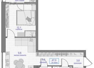 Продажа 2-ком. квартиры, 47 м2, Красноярск, Кировский район