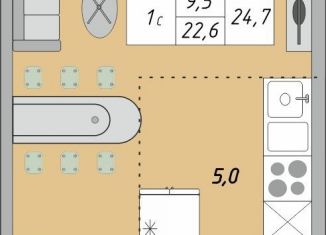 Однокомнатная квартира на продажу, 24.7 м2, Оренбург, жилой комплекс Осенний Лист, 1