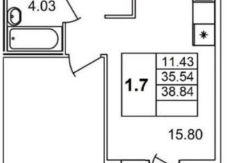 Сдам однокомнатную квартиру, 35.5 м2, поселок Бугры, Гаражный проезд, 23к2, ЖК Новые Горизонты