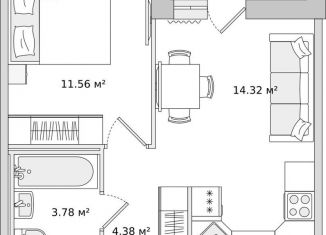 Продажа 1-ком. квартиры, 37.6 м2, Санкт-Петербург, муниципальный округ Коломяги