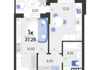 Продается 1-комнатная квартира, 37.3 м2, станица Динская