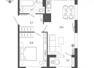 Продажа 1-ком. квартиры, 47.2 м2, Санкт-Петербург, метро Балтийская